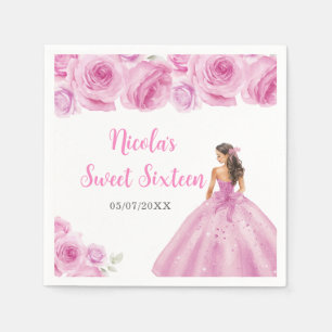 BlumenPrinzessin in hellrosa Kleid 16 . Geburtstag Serviette
