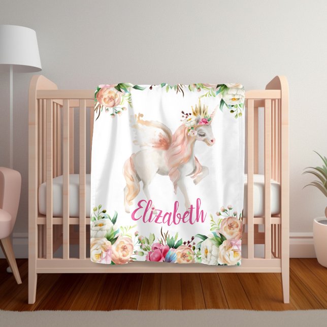 Blumenprinzessin Unicorn Girl's Blanket Fleecedecke (Von Creator hochgeladen)