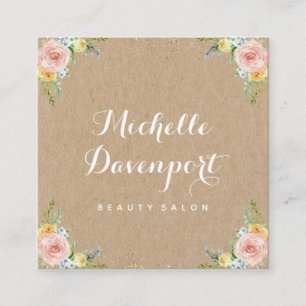 Blumenquadratische Visitenkarte kraftpapiers