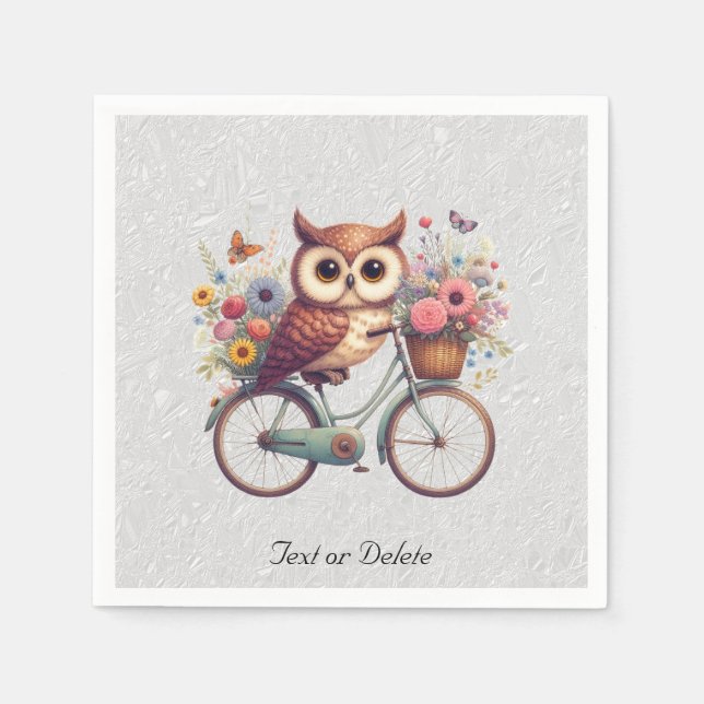 Blumenradfahrer Owl Napkins Serviette (Vorderseite)