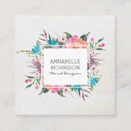 Blumenrahmen-Aquarell-Visitenkarte Quadratische Visitenkarte