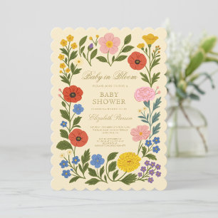Blumenrahmen Baby in Blüte Baby Shower  Einladung