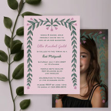 Blumenrahmen Custom Foto Bat Mitzvah Girl