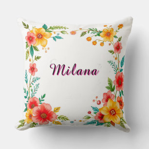 Blumenrahmen-Design mit farbenfrohen Papierblumen Kissen