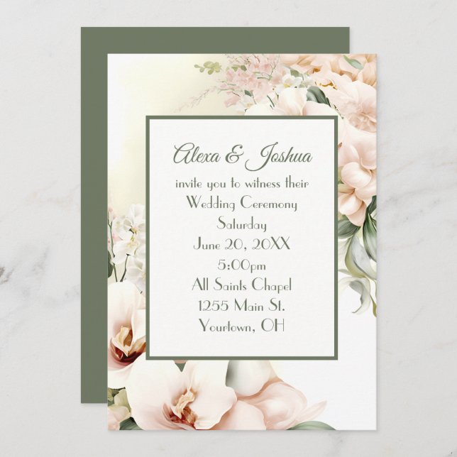 Blumenrahmen Einladung (Vorne/Hinten)