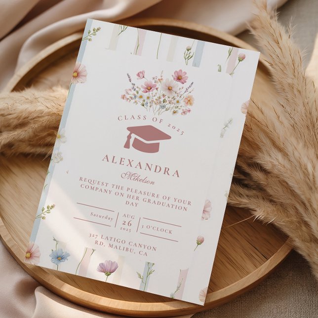 Blumenrahmen für Abschluss im Vintage-Stil Einladung (Von Creator hochgeladen)