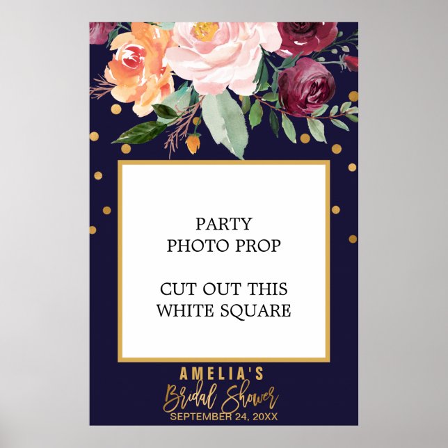 Blumenrahmen für das Foto im Herbst Poster (Vorne)