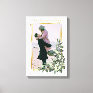 Blumenrahmen für personalisiertes Foto Leinwanddruck