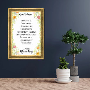 Blumenrahmen gut zu wissen Bildung Poster