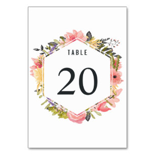 Blumenrahmen-Hochzeitskarte für die Tischnummer