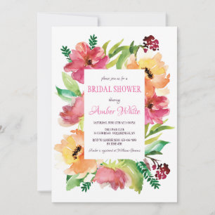 Blumenrahmen in Wasserfarbe Einladung