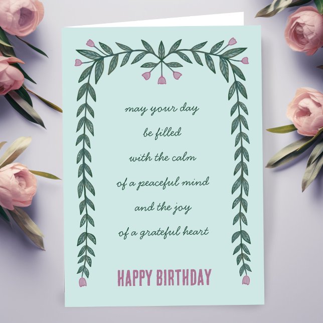 Blumenrahmen Inspirationsorientierter Geburtstag Karte (Floral Frame Inspirational Mindful Happy Birthday Card
)