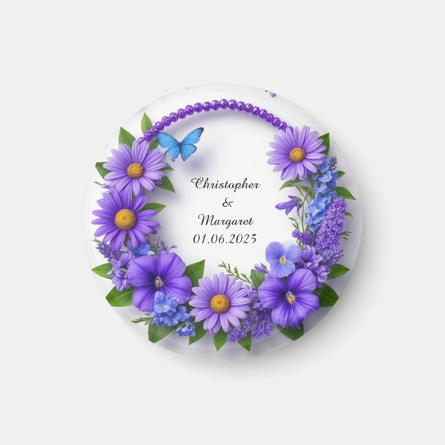 Blumenrahmen mit bunten Blume Magnet (Vorne)