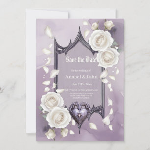 Blumenrahmen mit Herz und weißen Rosen Save The Date