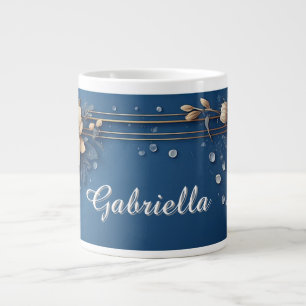 Blumenrahmen mit individuellem Namen Jumbo-Tasse
