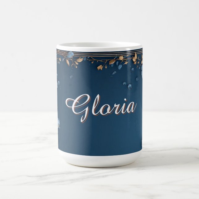 Blumenrahmen mit individuellem Namen Kaffeetasse (Mittel)