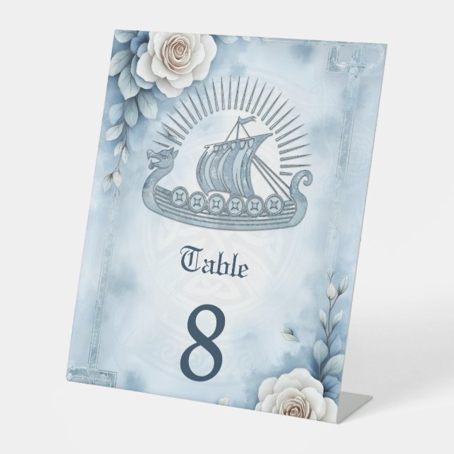 Blumenrahmen mit Rose und keltisches Design. Sockelschild (Vorderseite)