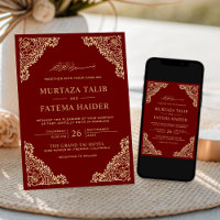 Blumenrahmen Rot und Gold Islamische Hochzeit
