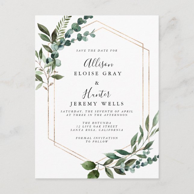 Blumenrahmen Save the Date Postkarte (Vorderseite)