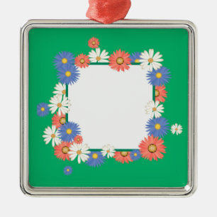 Blumenrahmen Silbernes Ornament