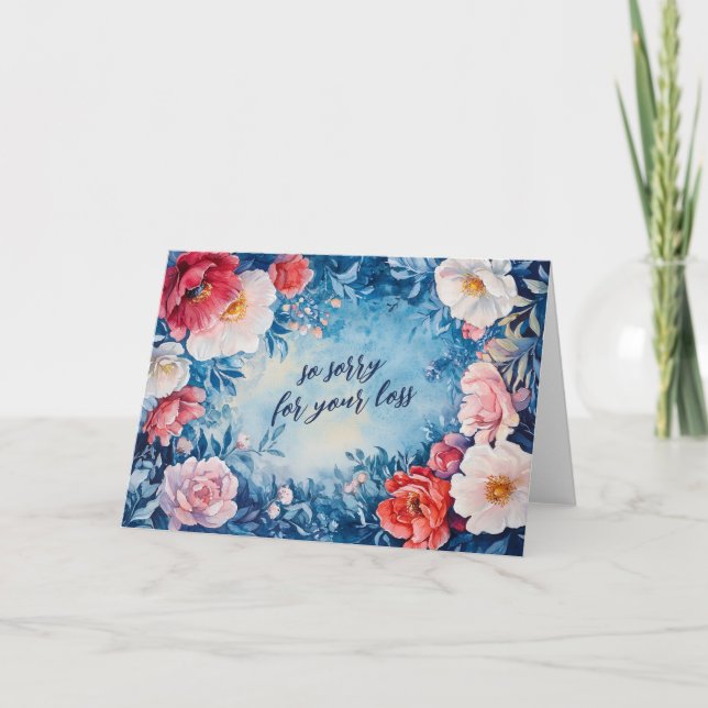 Blumenrahmen SORRY FÜR VERLUSTE CUSTOM Condolences Karte (Vorderseite)