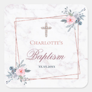 Blumenrahmen Tauferin Quadratischer Aufkleber