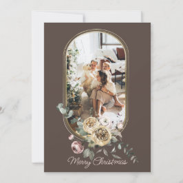Blumenrahmen Weihnachtsfeiertag Foto Personalisier Feiertagskarte