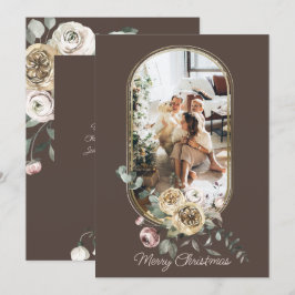 Blumenrahmen Weihnachtsfeiertag Foto Personalisier Feiertagskarte