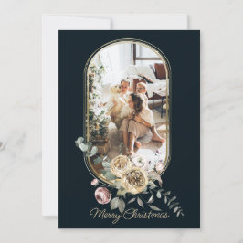 Blumenrahmen Weihnachtsfeiertag Foto Personalisier Feiertagskarte