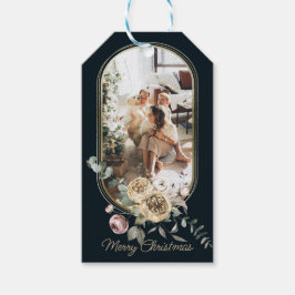 Blumenrahmen Weihnachtsfeiertag Foto Personalisier Geschenkanhänger