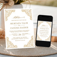 Blumenrahmen Weiß und Gold Islamische Hochzeit
