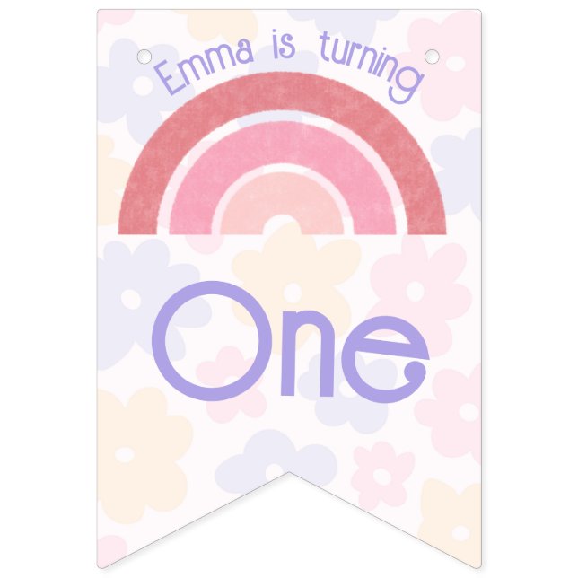 Blumenrainbogen Birthday Bunting Banner (Erste Fahne)