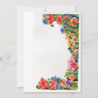 Blumenrand in leuchtenden Aquarellfarben Mitteilungskarte