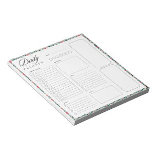 Blumenrand leeres universelles Tagesplanblatt Notizblock