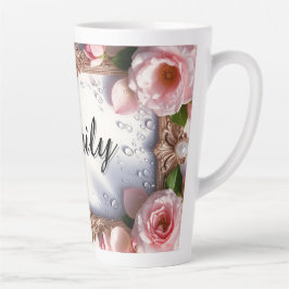 Blumenrand mit individuellem Namen Milchtasse