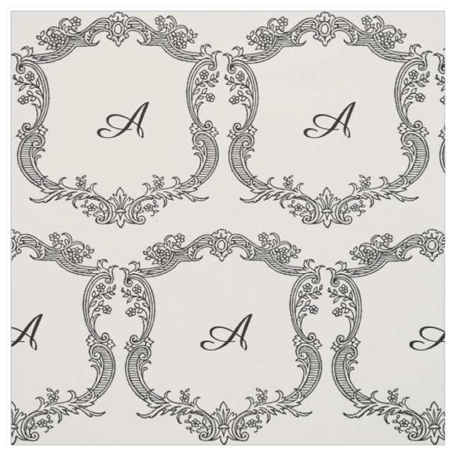 Blumenrand mit Monogramm Stoff (Muster)