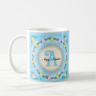 Blumenrand-Monogramm-Tasse Kaffeetasse