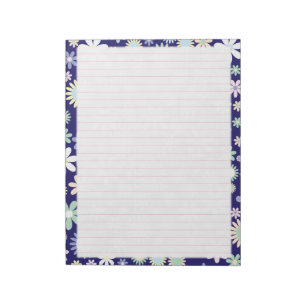 Blumenrand - Rosa weitliniertes Papier 21,59cm x 2 Notizblock