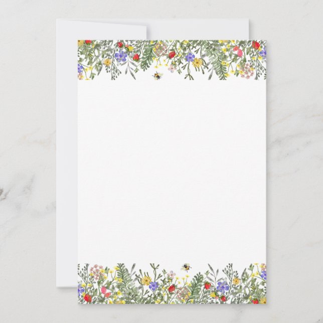 Blumenrand Sommer Frühling Einladung (Vorderseite)