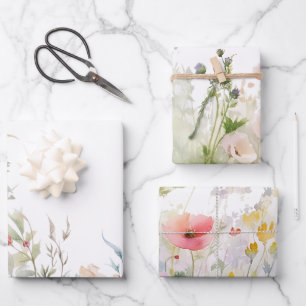 Blumenränder Wildblumen Geschenkpapier Set