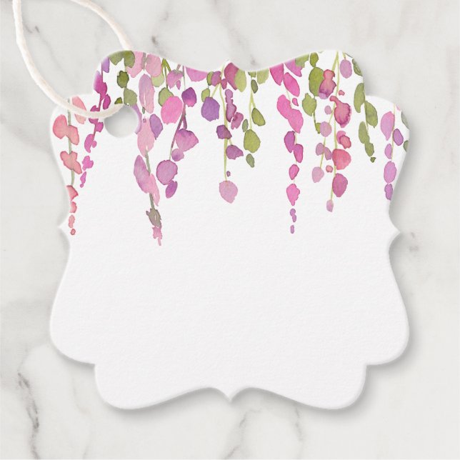 Blumenranke Wasserfarbenkunst Rosa Grün Geschenkanhänger (Vorderseite)