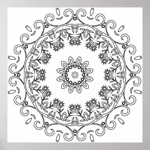 Blumenranken-Mandala mit Gänseblümchen-Ringmuster- Poster