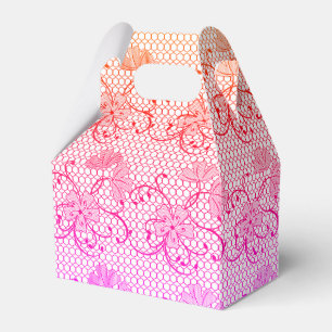 Blumenranken-Spitzenmuster in Rosa- und Orangetöne Geschenkschachtel