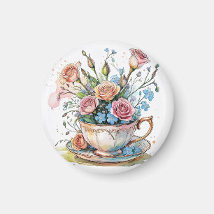 Blumenrankenmuster – sanfte Boho-Kunst im Wasserco Magnet