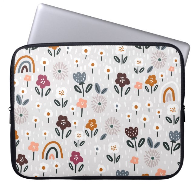 Blumenrauschen: Handgezeichnete Nahtlose Textur Laptopschutzhülle (Vorderseite)