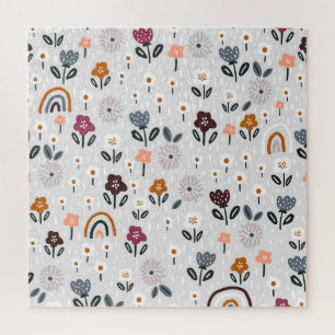 Blumenrauschen: Handgezeichnete Nahtlose Textur Puzzle