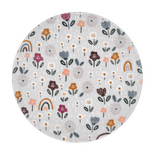 Blumenrauschen: Handgezeichnete Nahtlose Textur Schneidebrett