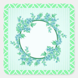 Blumenreath Blue Minze und White Square Sticker
