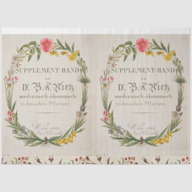 Blumenreath Botanisches Gewebe Seidenpapier (Vorderseite)