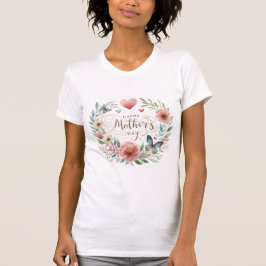 Blumenreath mit einem Schmetterlingstag zum Mutter T-Shirt